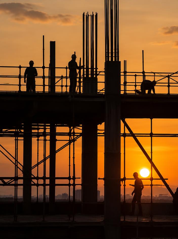 Cantiere edile al tramonto